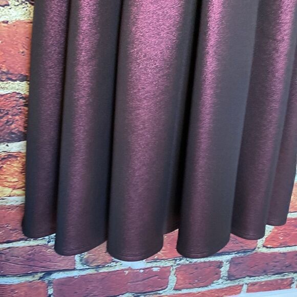 TED BAKER 0 US 2 Ayma Embellished Oxblood Metallic Fit & Flare Skater Dress Prom - Picture 7 of 12